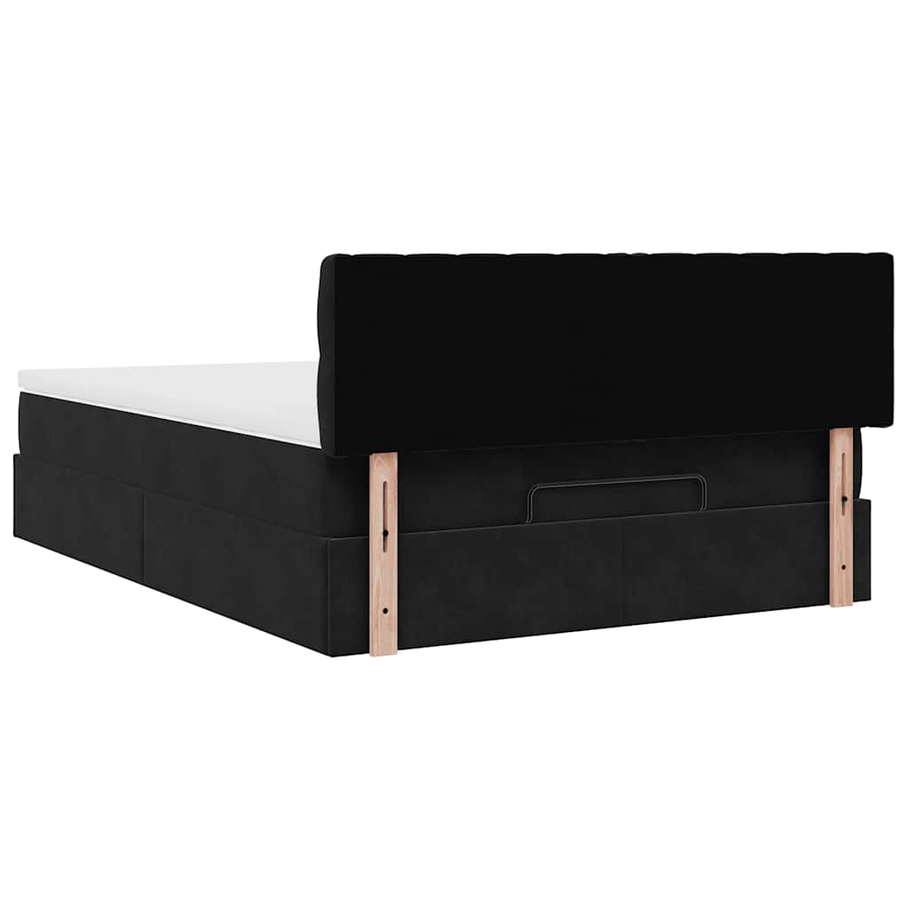 Otomanski krevet s madracem&LED crni 140x190 cm baršunasti