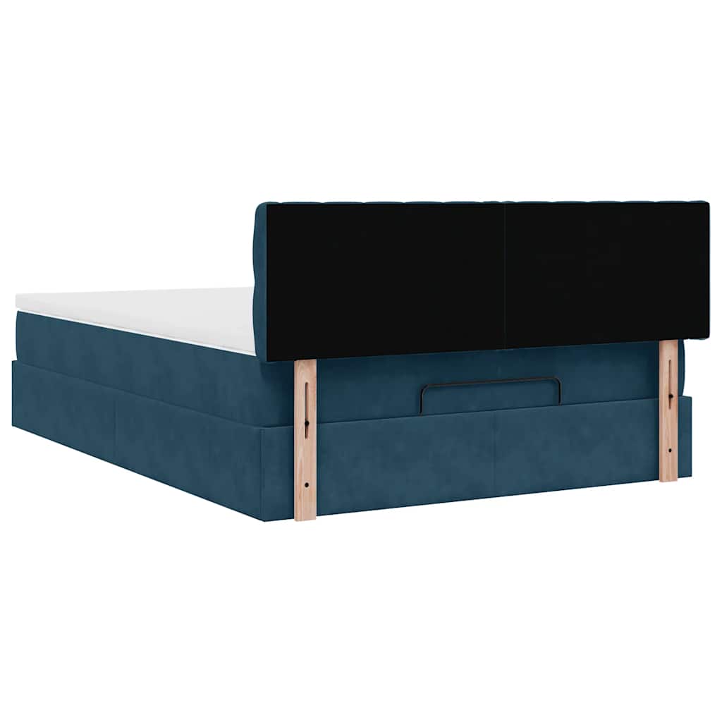 Otomanski krevet s madracem&LED tamnoplavi 140x190cm baršunasti