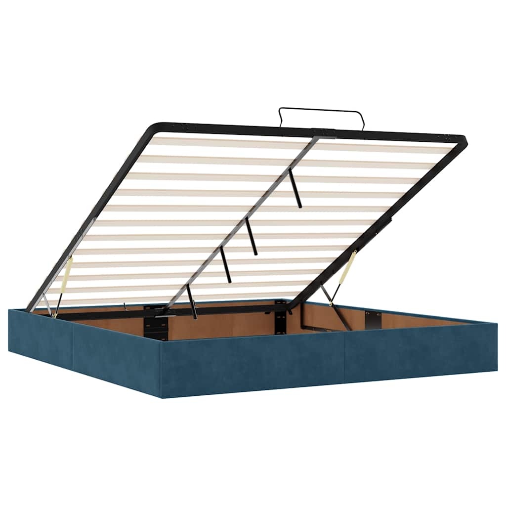 Otomanski krevet s madracem&LED tamnoplavi 160x200cm baršunasti
