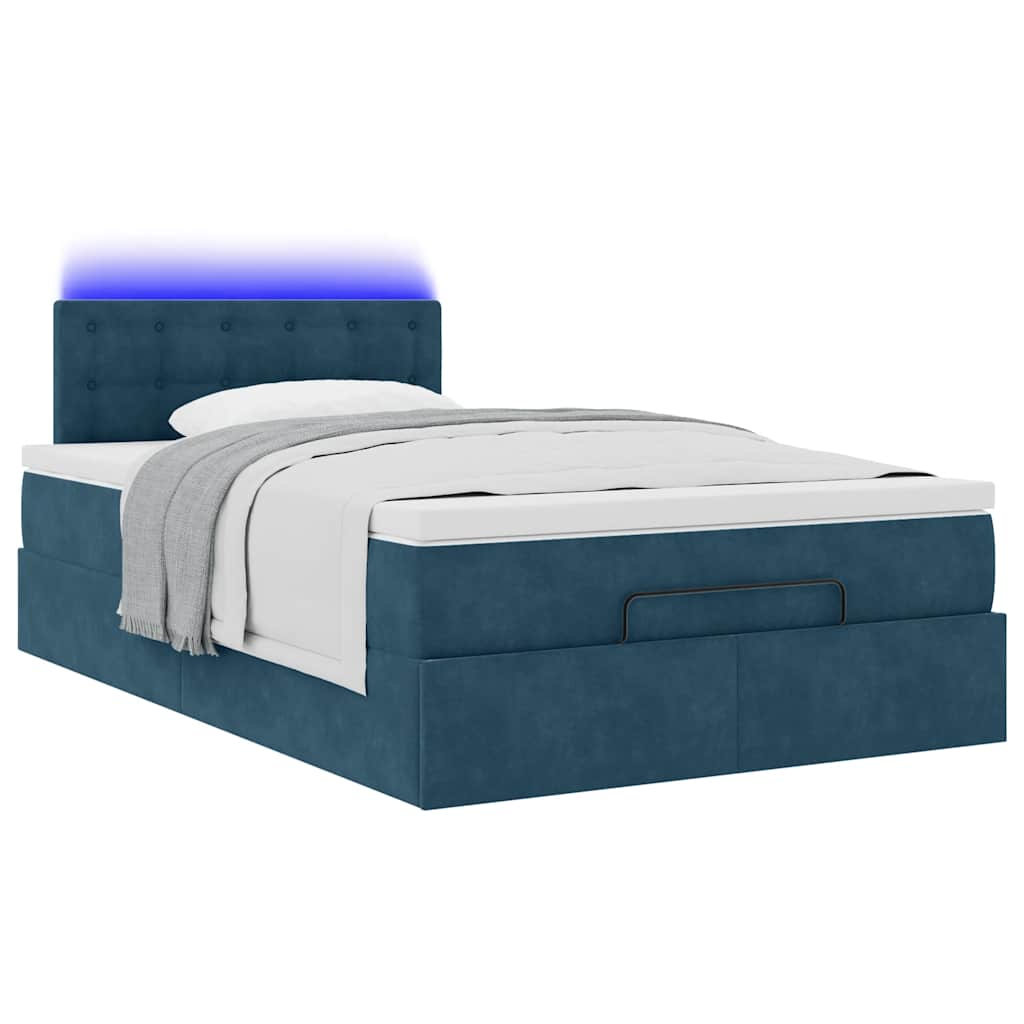 Otomanski krevet s madracem i LED tamnoplavi 120x190cm baršun