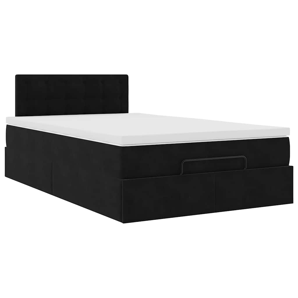 Otomanski krevet s madracem&LED crni 120x200cm baršunasti