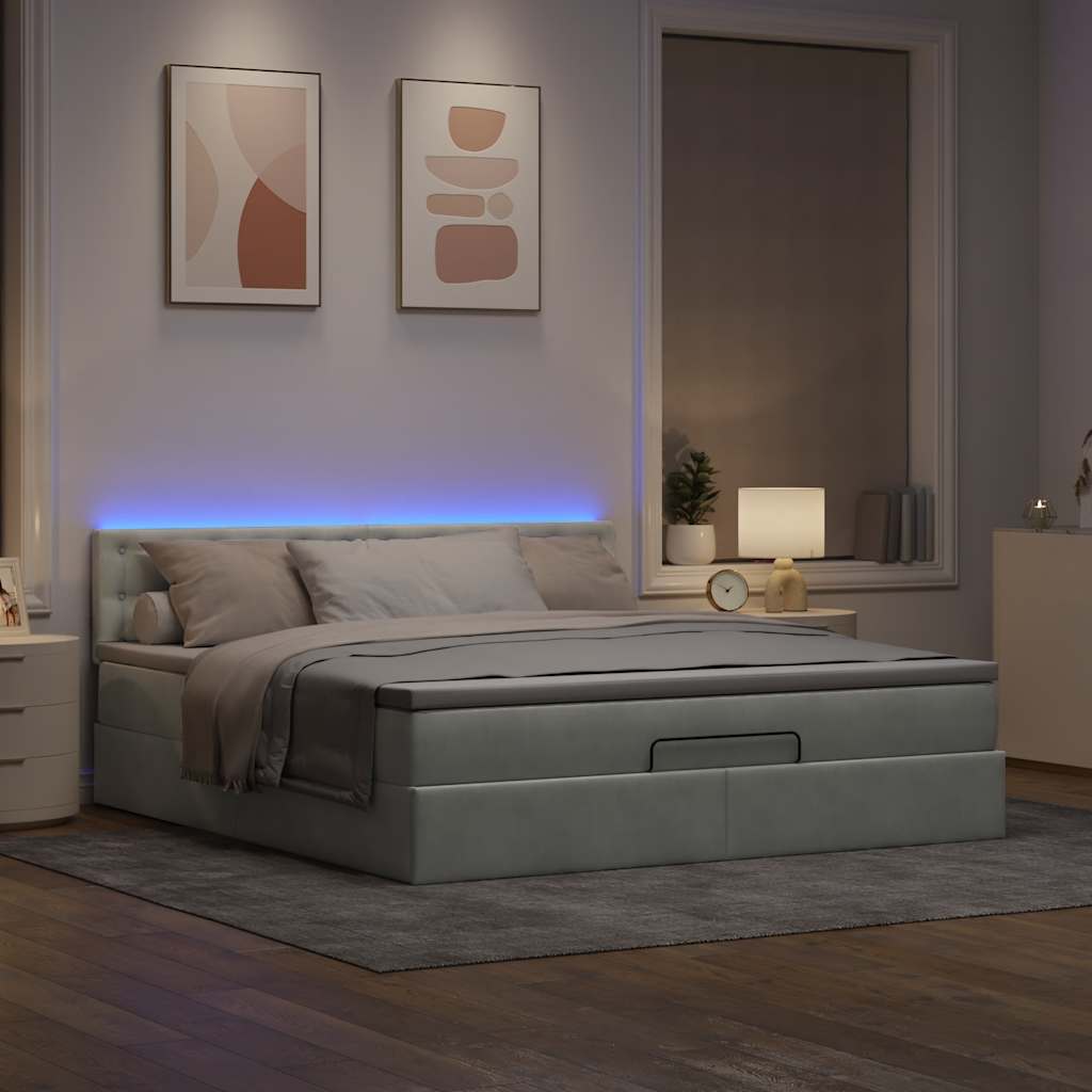 Otomanski krevet s madracem&LED 160x200 cm baršunasti