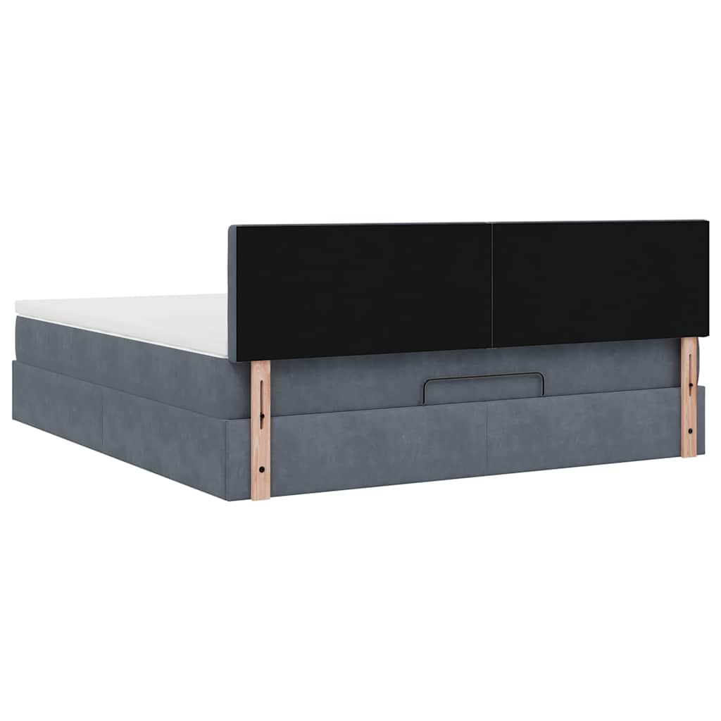 Otomanski krevet s madracem&LED tamnosivi 180x200cm baršunasti