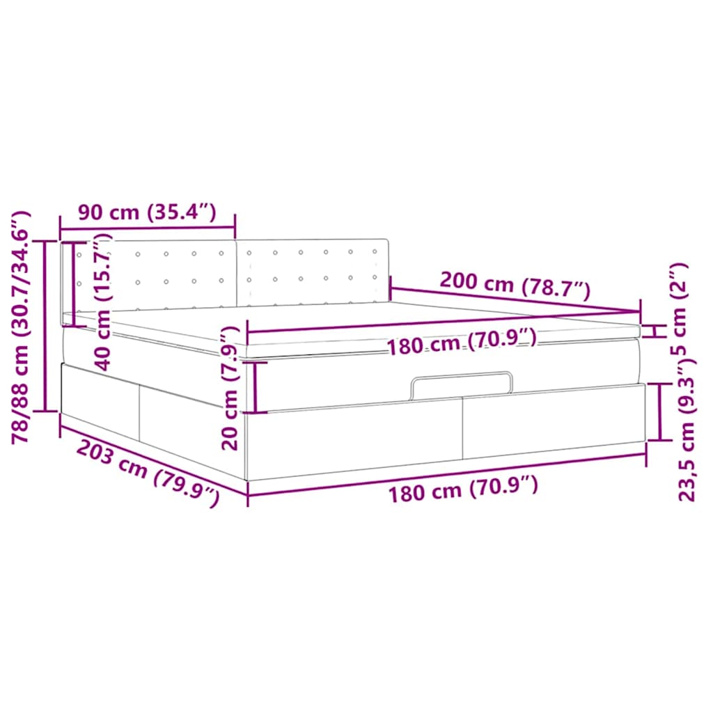 Otomanski krevet s madracem&LED ružičasti 180x200 cm baršunasti