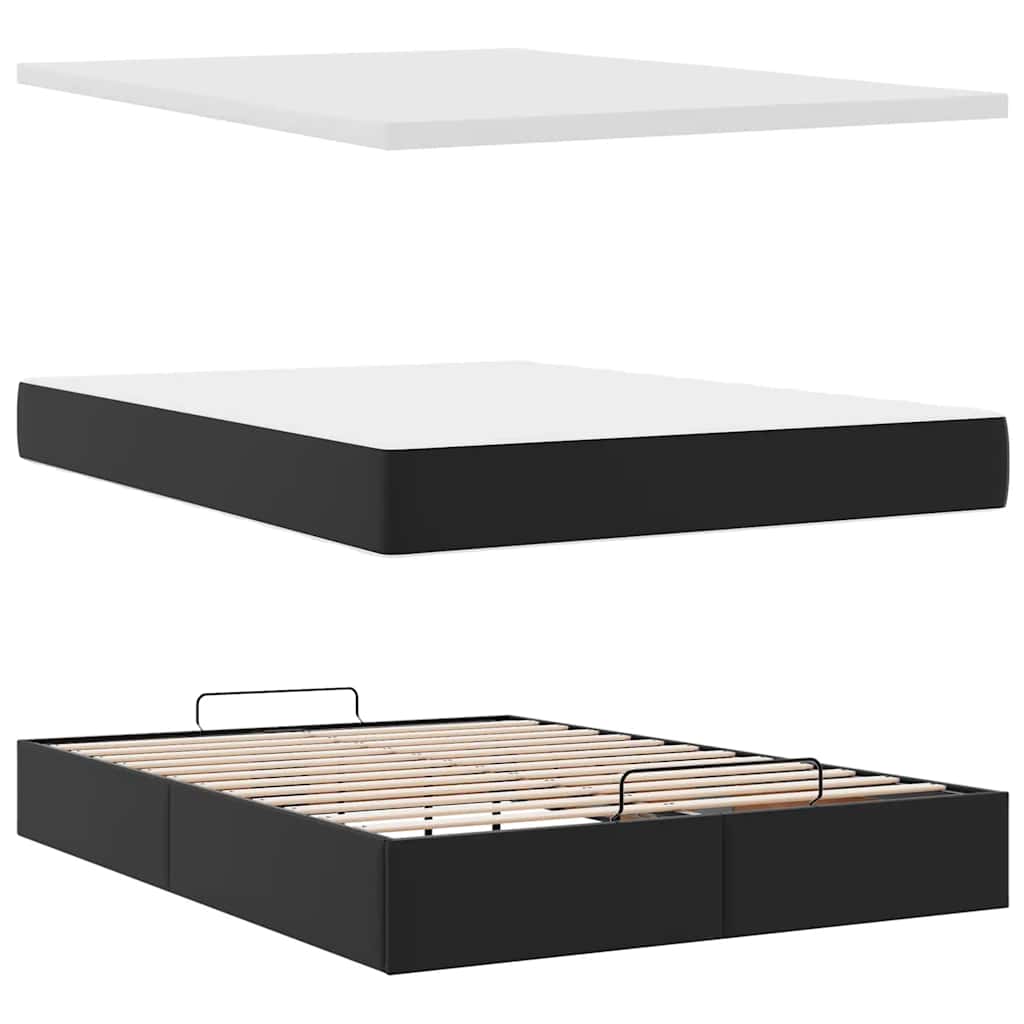 Otomanski krevet s madracima i LED crni 160x200cm umjetna koža