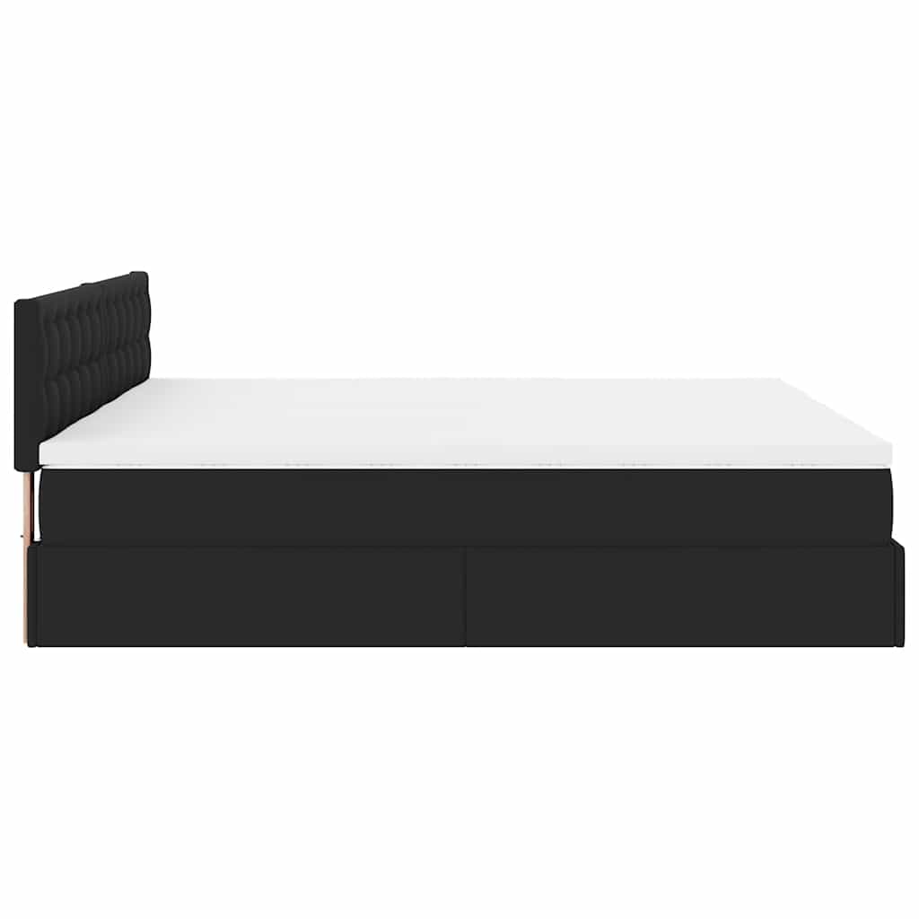 Otomanski krevet s madracima i LED crni 160x200cm umjetna koža