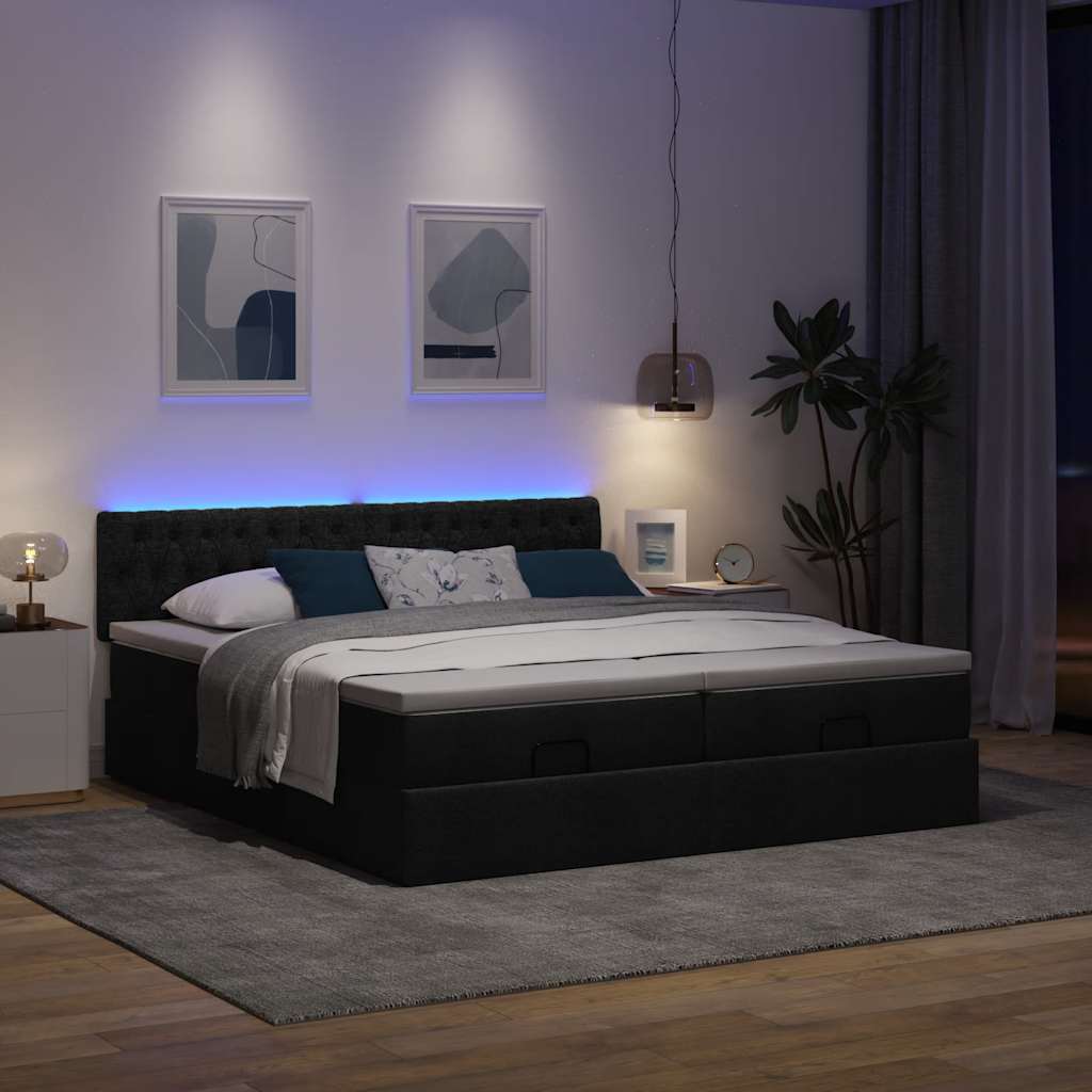 Okvir kreveta s madracima crni 160x200cm od tkanine