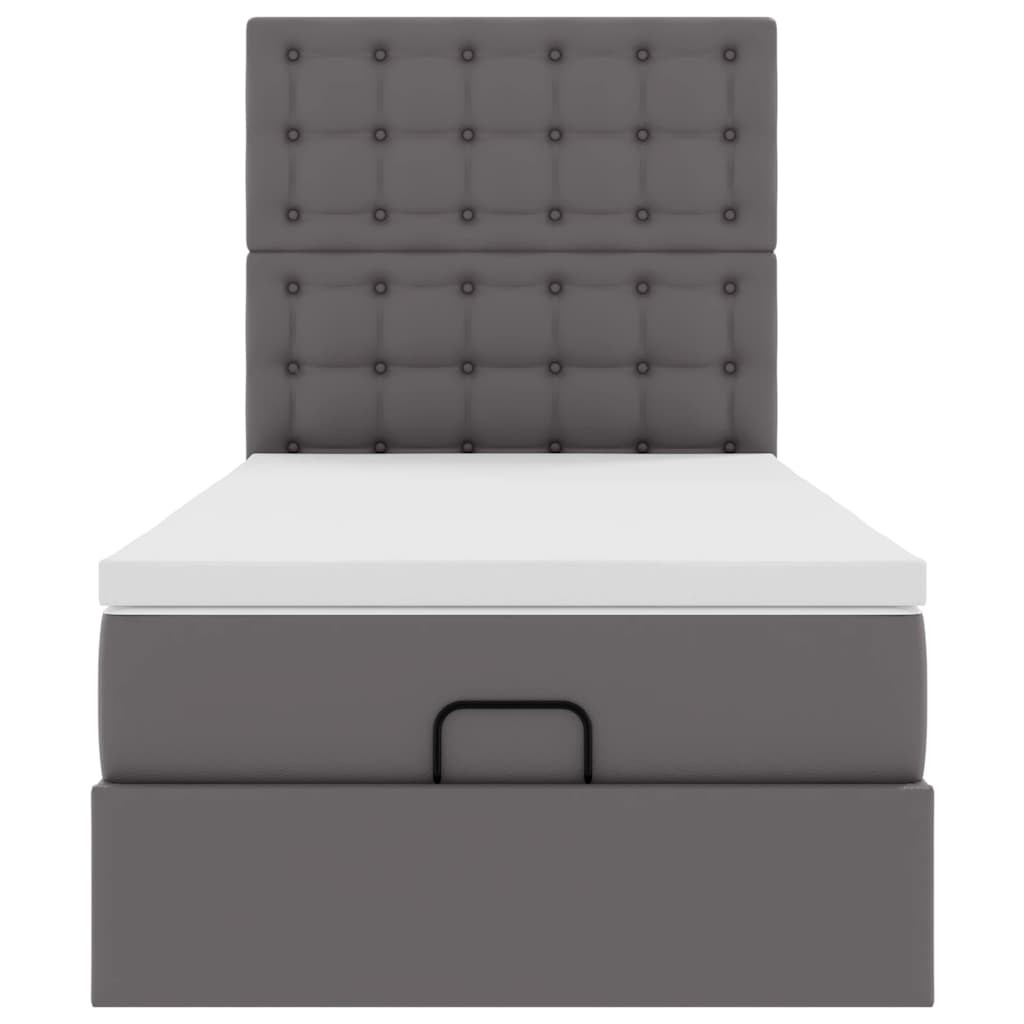 Otomanski krevet s madracem sivi 80x200cm umjetna koža