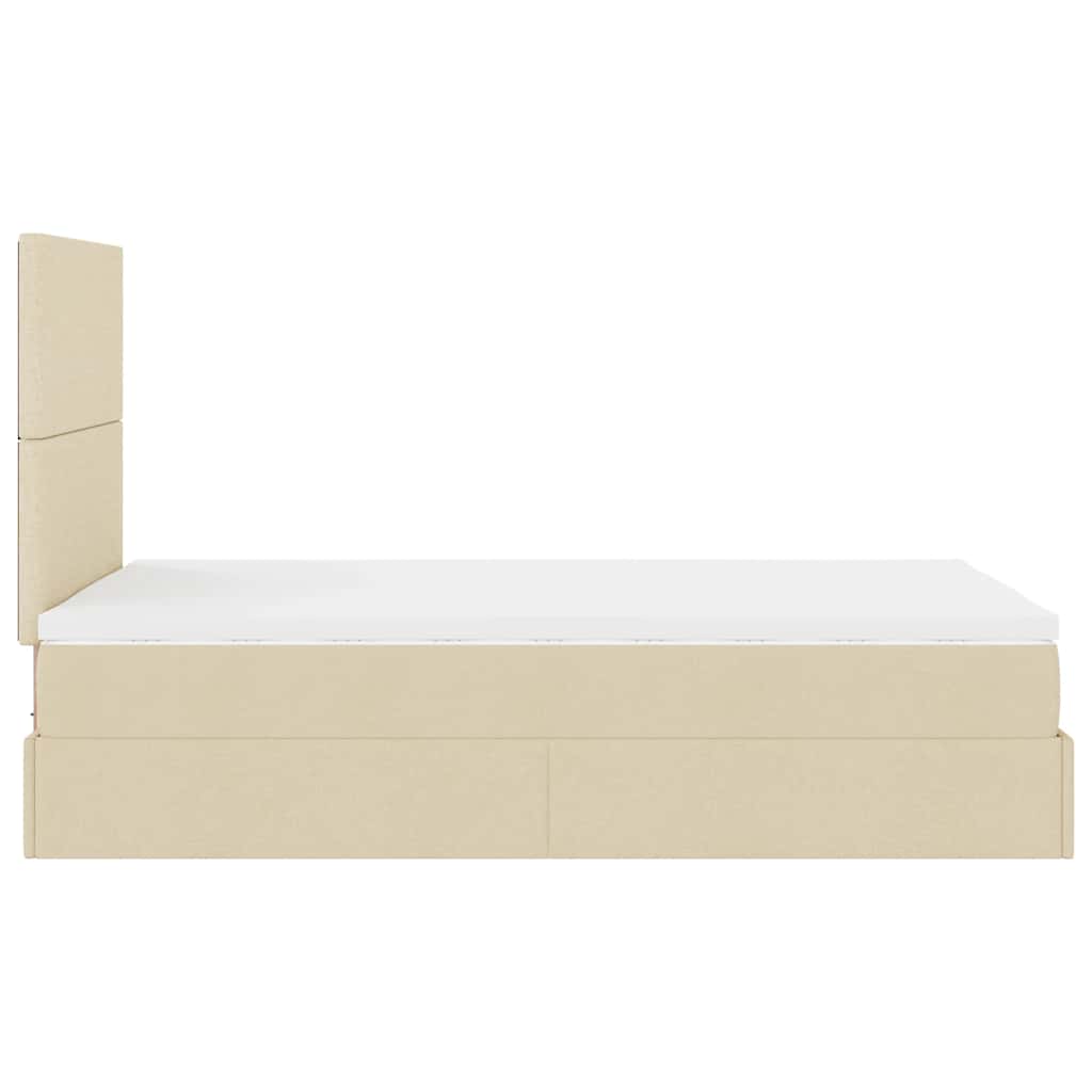 Otomanski okvir kreveta s madracem krem 120x200cm od tkanine
