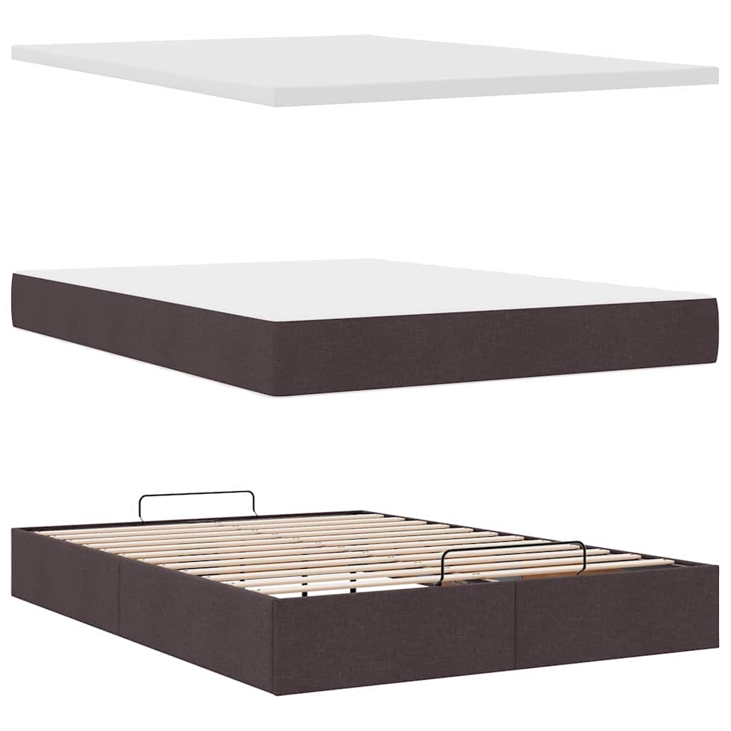 Otomanski krevet s madracem tamnosmeđi 140x190cm od tkanine