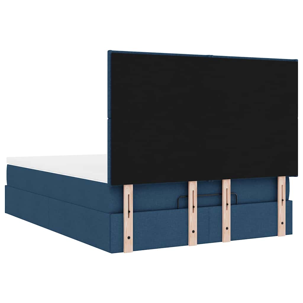 Otomanski krevet s madracem plavi 140x190cm od tkanine