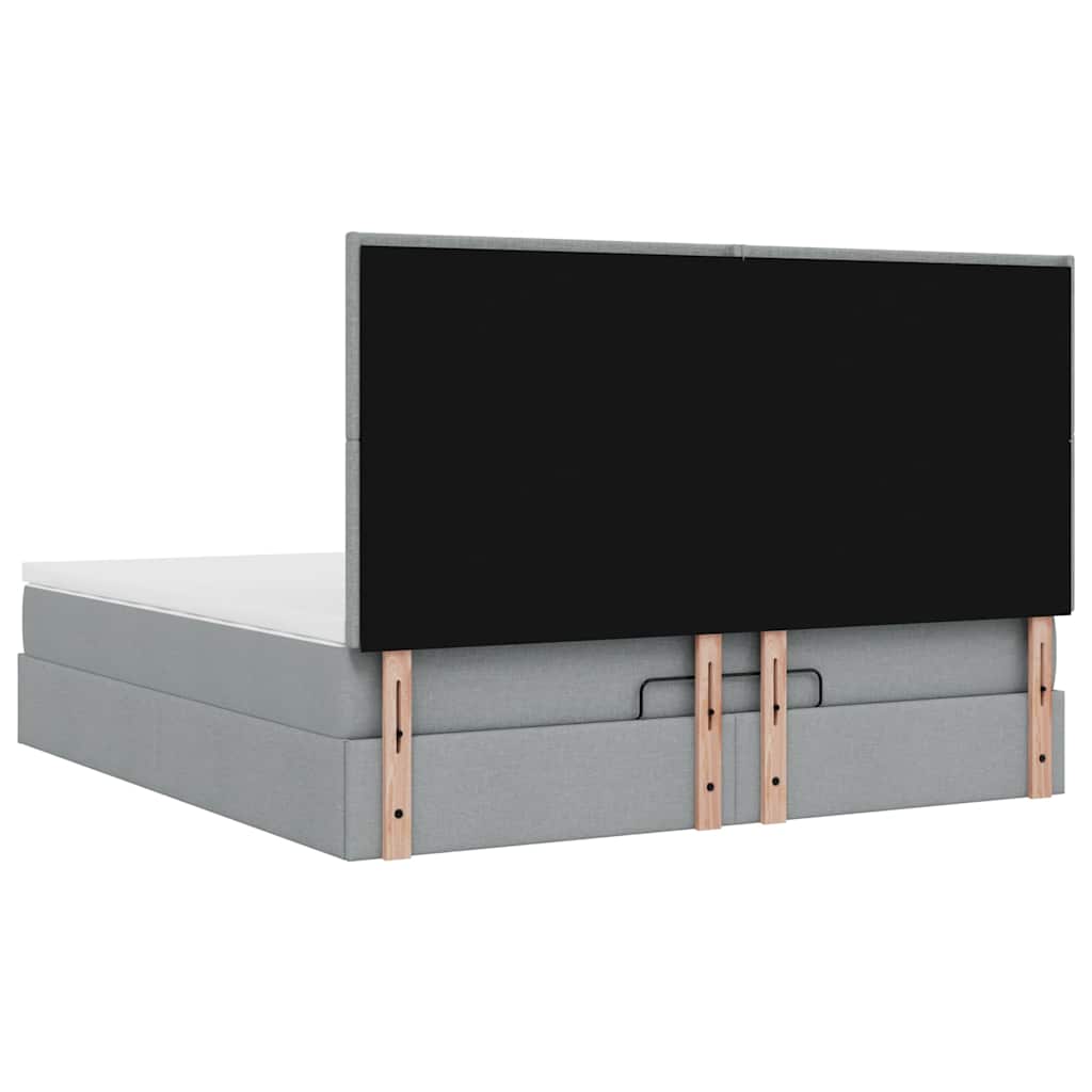 Otomanski krevet s madracem svijetlosivi 160x200 cm tkanine