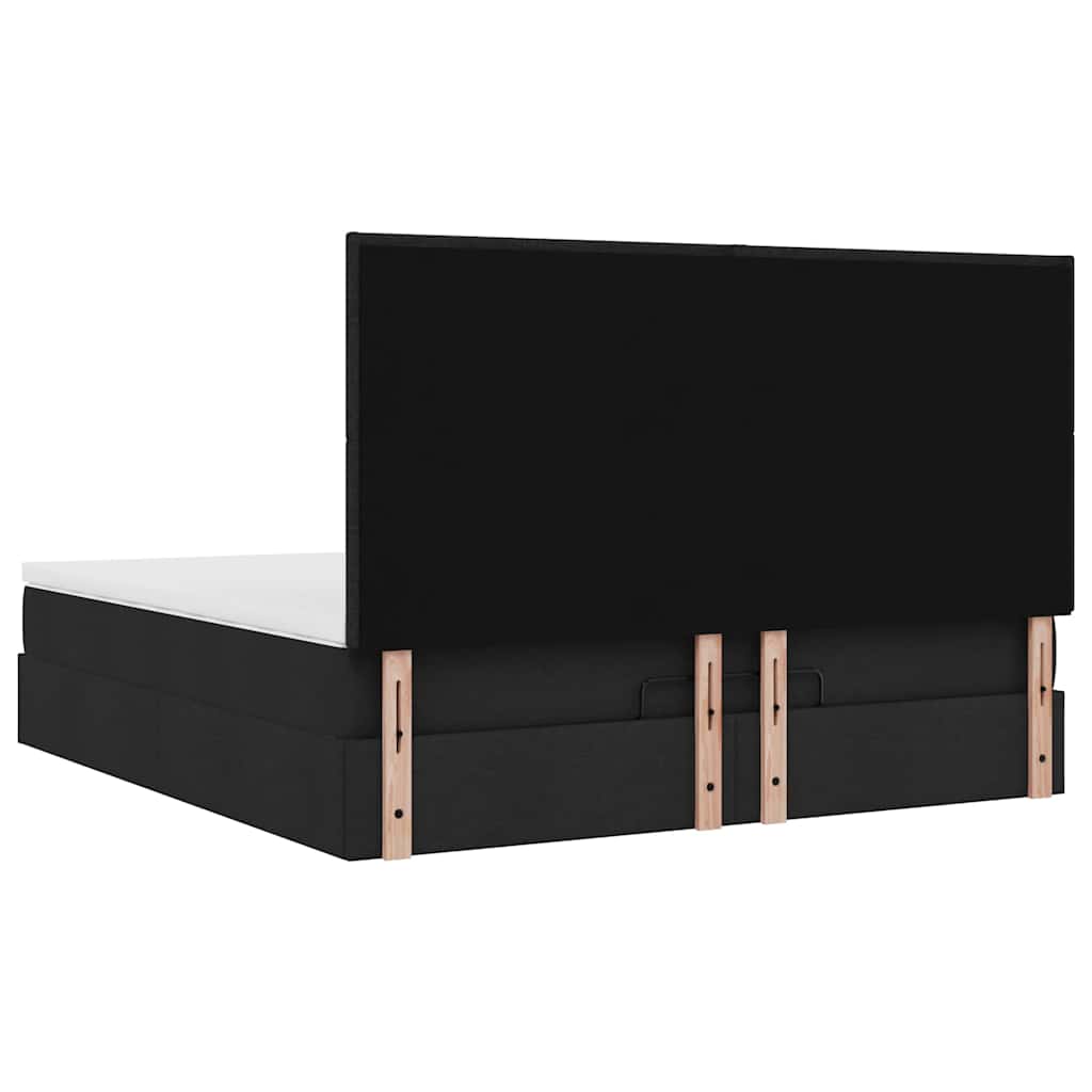 Otomanski krevet s madracem crni 160x200cm od tkanine