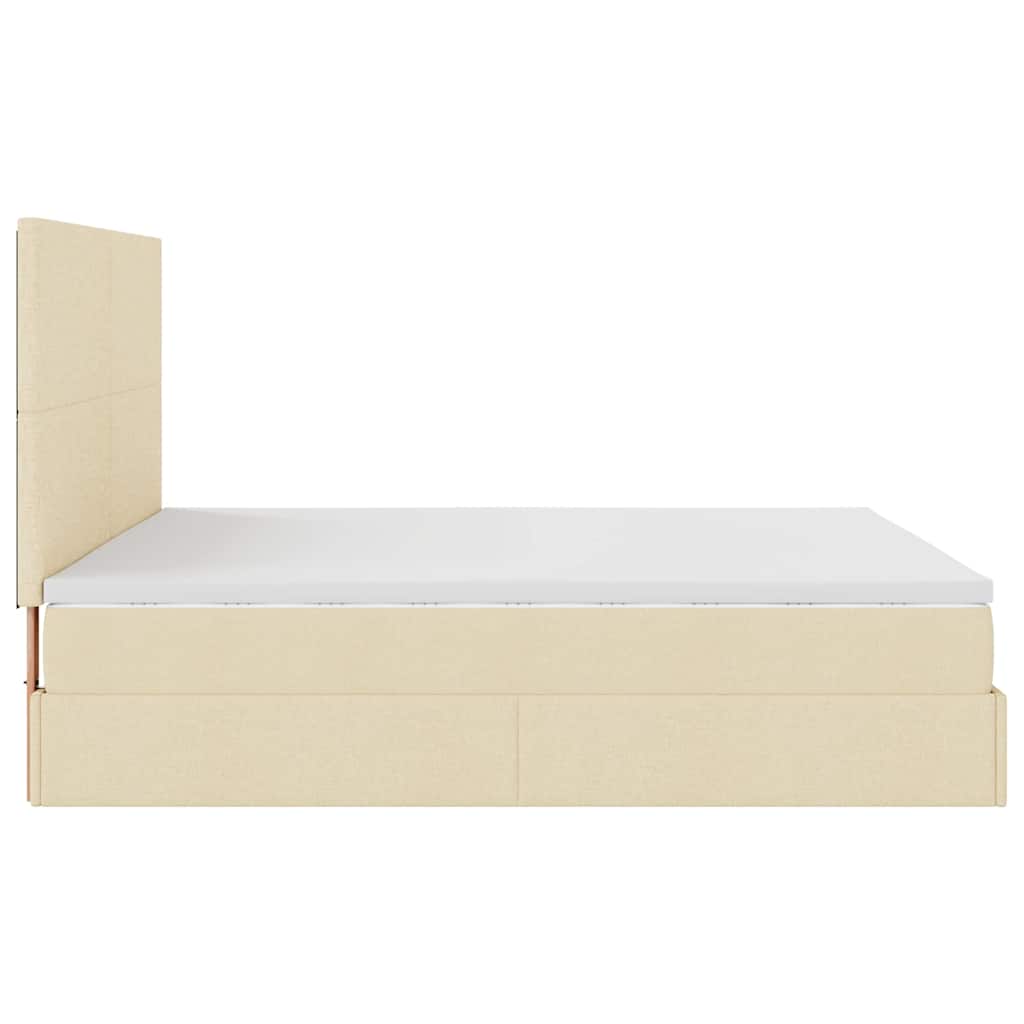 Otomanski krevet s madracem krem 160x200 cm od tkanine