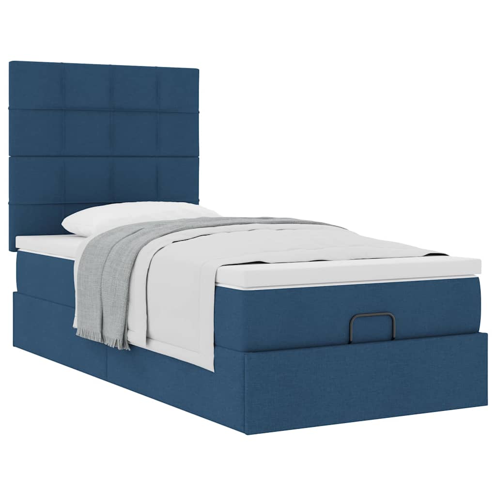 Otomanski okvir kreveta s madraca plavi 90x190cm od tkanine