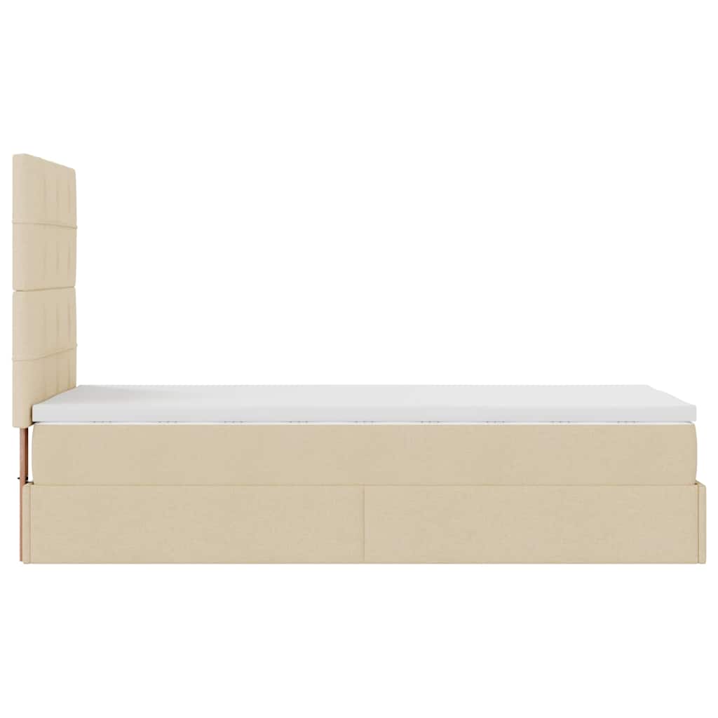 Otomanski krevet s madracem krem 90x200 cm tkanine