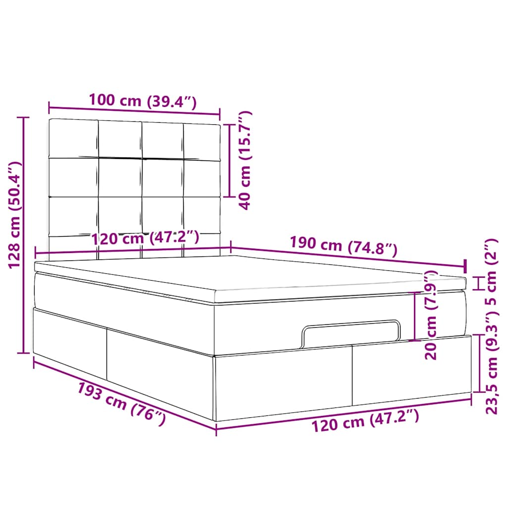 Otomanski krevet s madracem svjetlosivi 120x190 cm tkanine