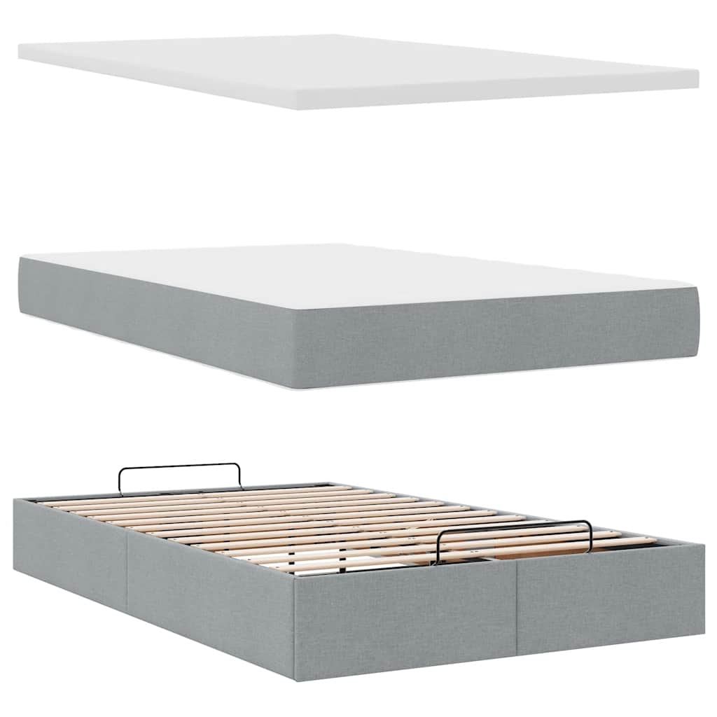 Otomanski krevet s madracem svijetlosivi 120x200 cm tkanine