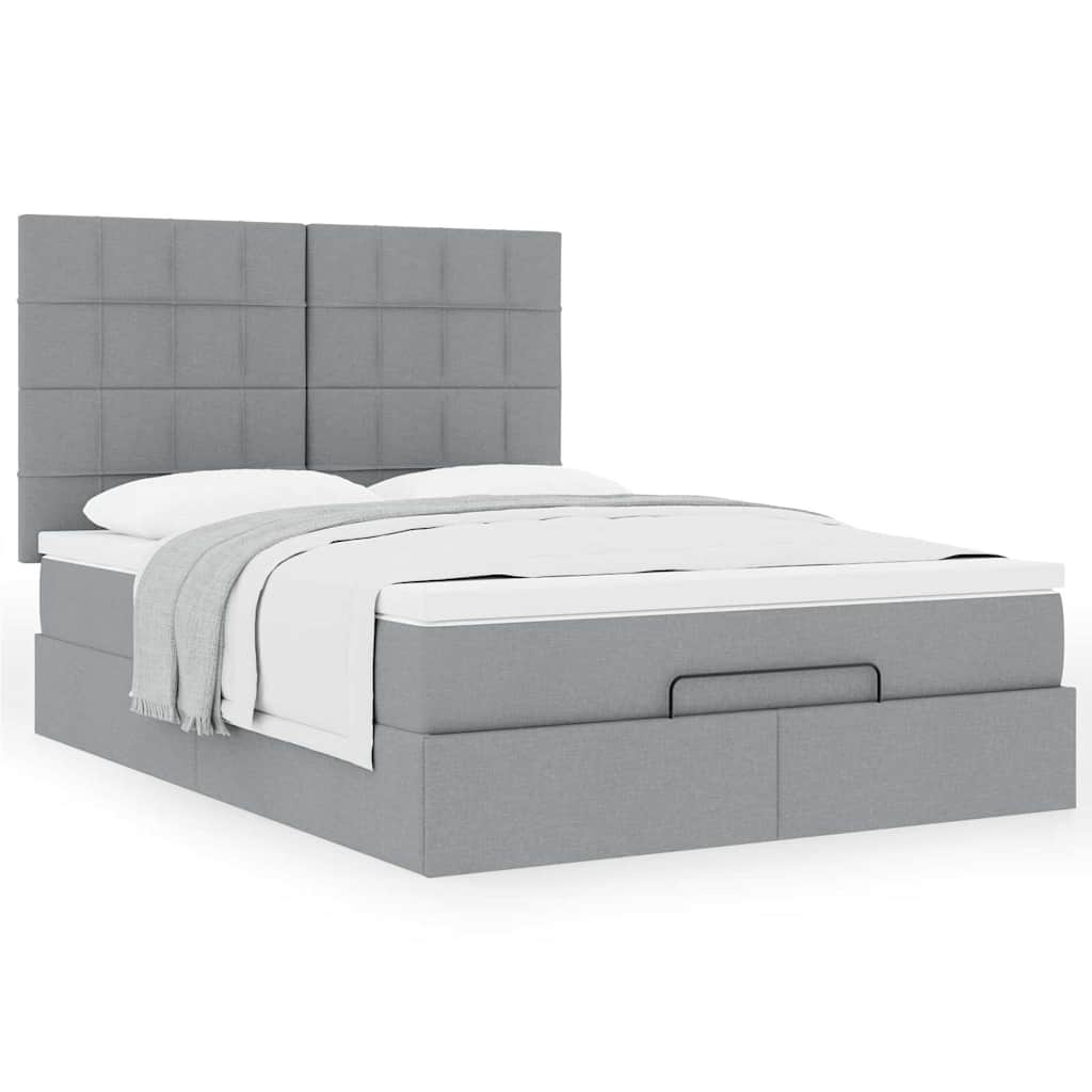 Otomanski krevet s madracem svijetlosivi 140x190 cm od tkanine