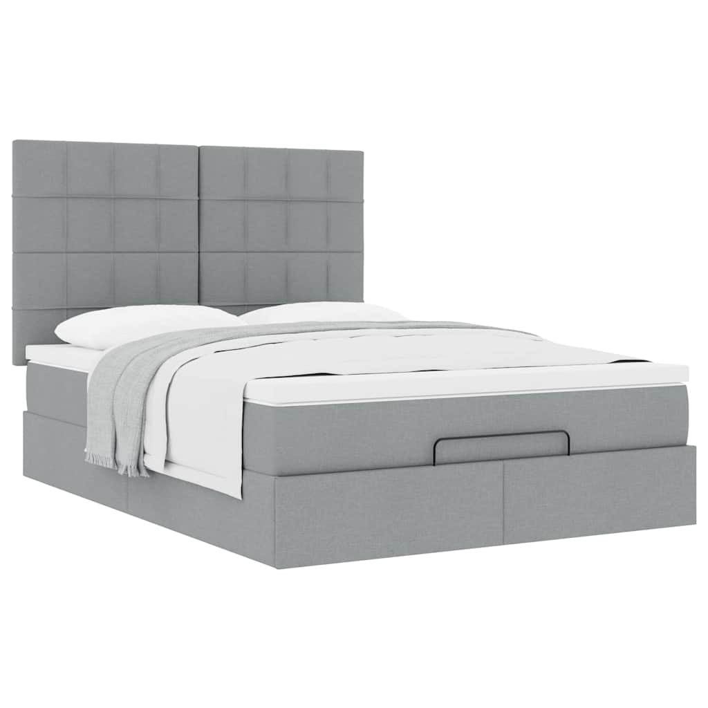 Otomanski krevet s madracem svijetlosivi 140x190 cm od tkanine