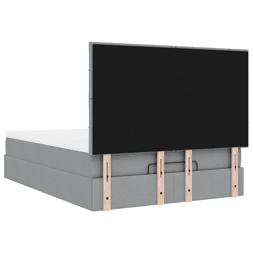 Otomanski krevet s madracem svijetlosivi 140x190 cm od tkanine
