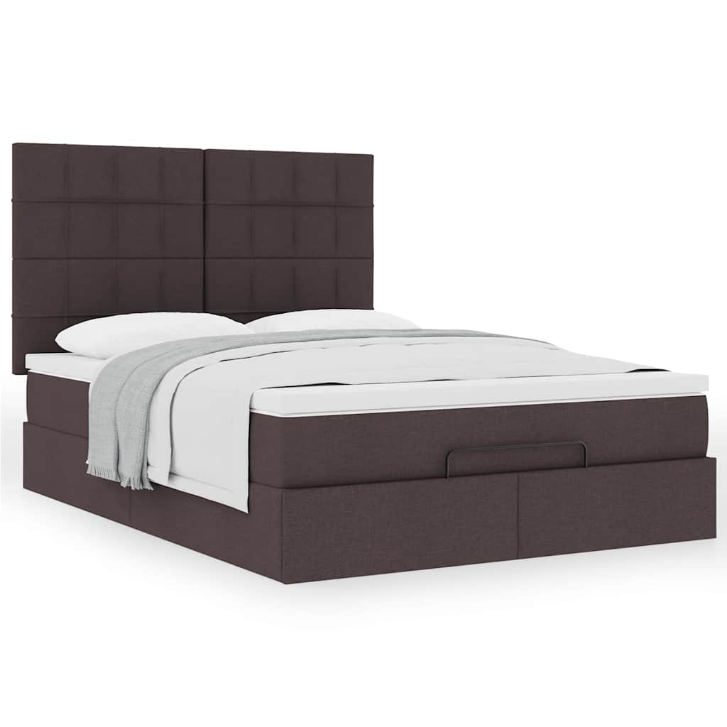 Otomanski krevet s madracem tamnosmeđi 140x190cm od tkanine