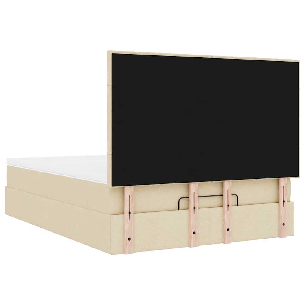 Otomanski krevet s madracem krem 140x190cm od tkanine