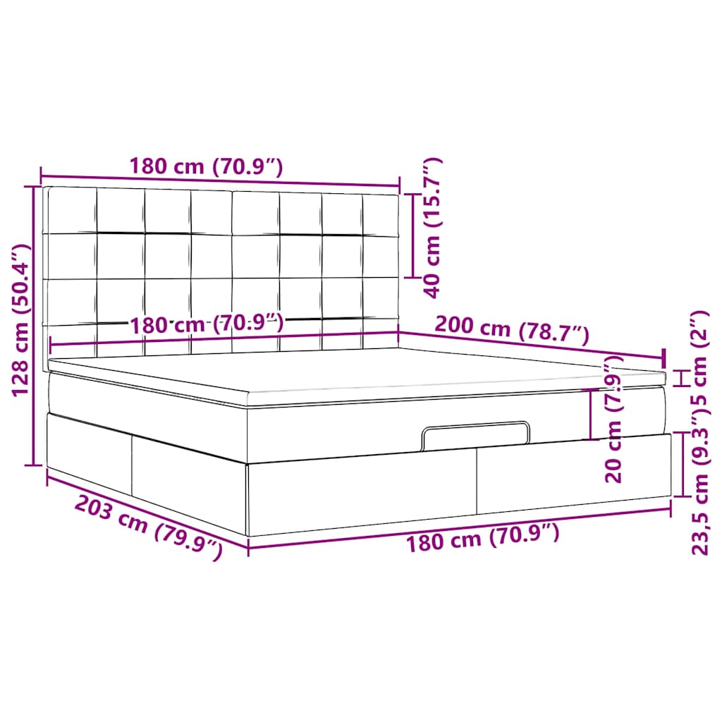 Otomanski krevet s madracem svijetlosivi 180x200cm od tkanine