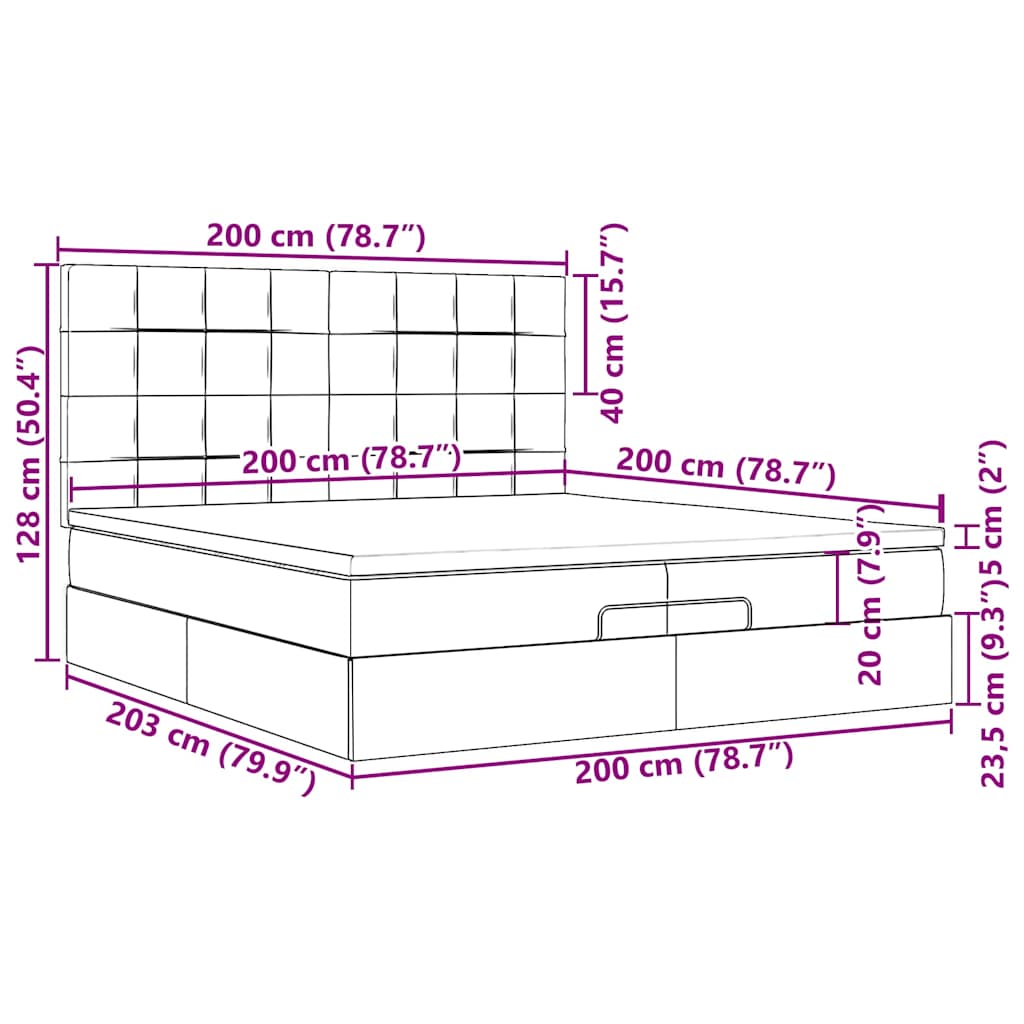 Okvir kreveta s madracima tamnosmeđi 200x200cm tkanine