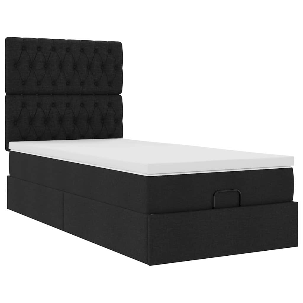 Otomanski okvir kreveta s madraca crni 80x200cm od tkanine