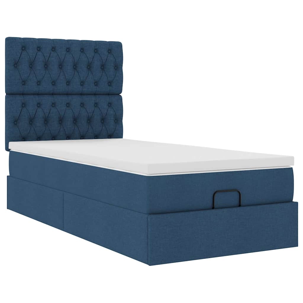 Otomanski krevet s madracem plavi 90x200 cm tkanine