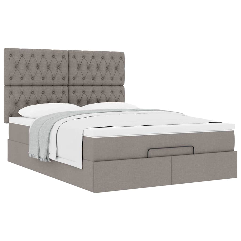 Ottoman krevet s madracem, taupe boja, 140x190 cm, tkanina
