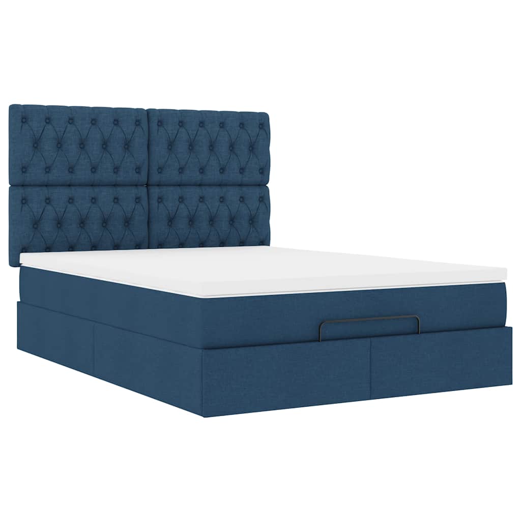 Otomanski krevet s madracem plavi 140x190cm od tkanine
