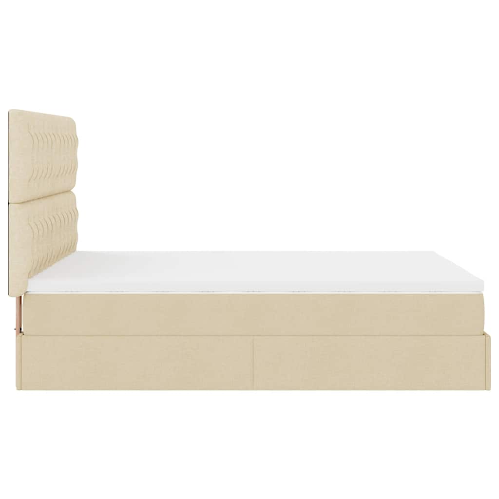 Otomanski krevet s madracem krem 140x200 cm tkanine