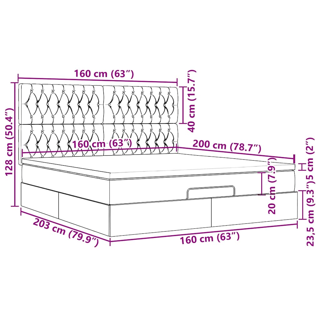 Otomanski krevet s madracem svijetlosivi 160x200 cm tkanine