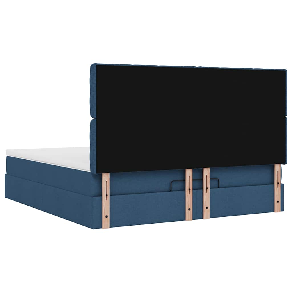 Otomanski krevet s madracem plavi 160x200cm od tkanine
