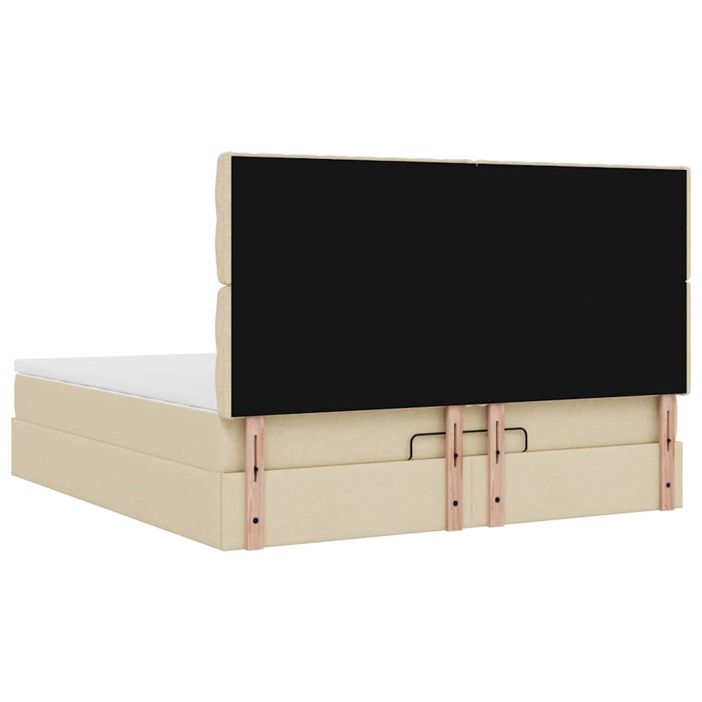 Otomanski krevet s madracem krem 180x200cm od tkanine