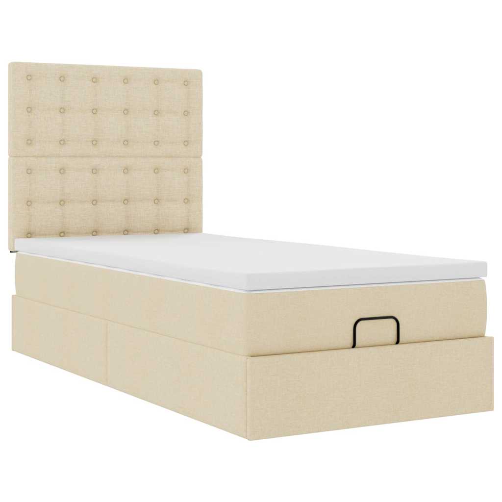 Otomanski okvir kreveta s madraca krem 90x190cm od tkanine