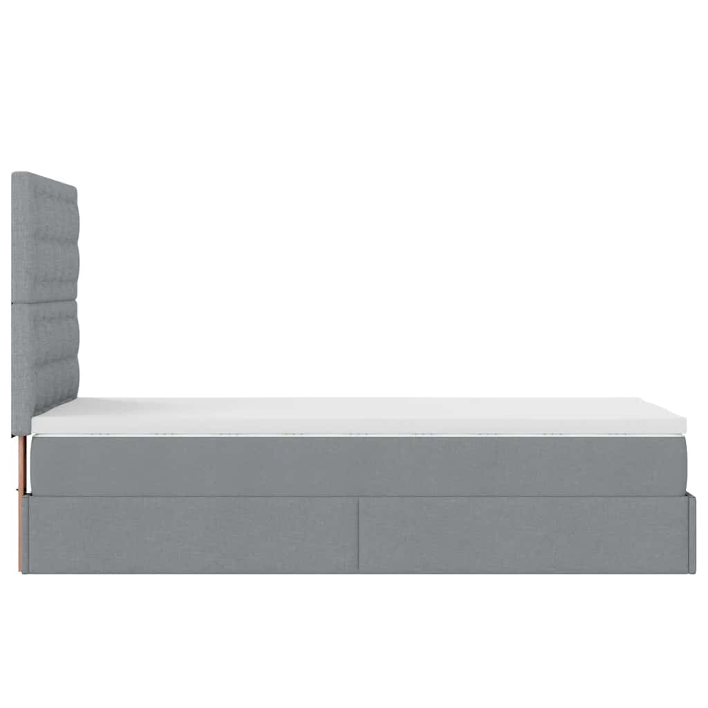 Otomanski krevet s madracem svijetlosivi 90x200 cm tkanine