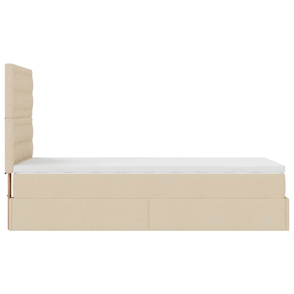 Otomanski krevet s madracem krem 90x200 cm tkanine