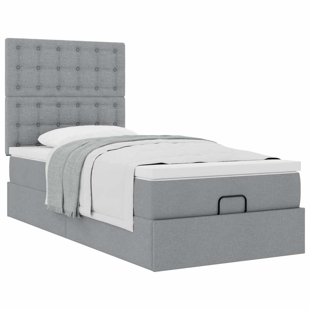 Otomanski krevet s madracem svijetlosivi 100x200 cm tkanine