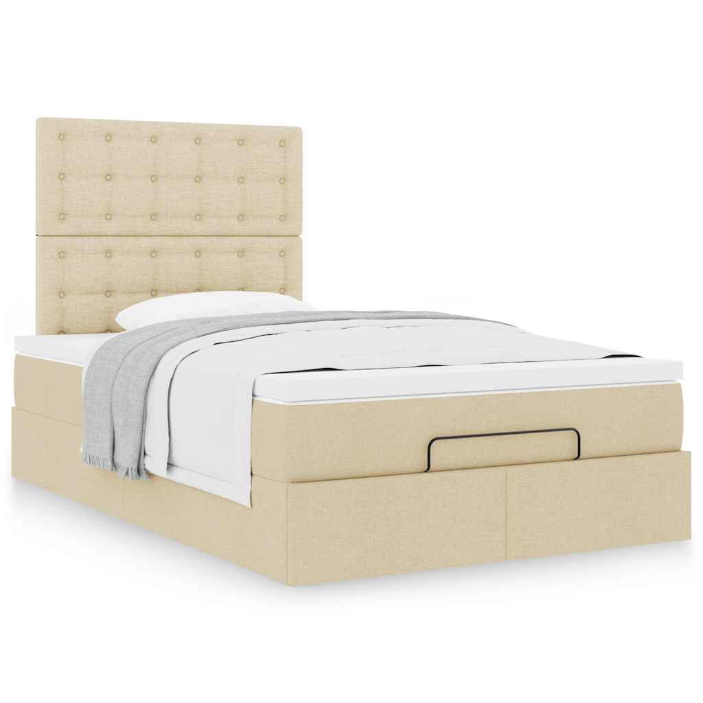Otomanski okvir kreveta s madraca krem 120x190 cm od tkanine