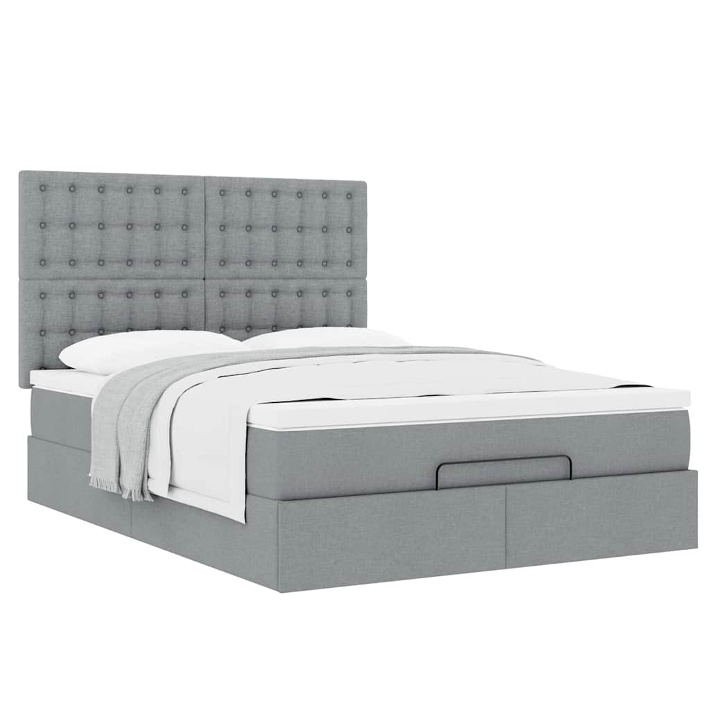 Otomanski krevet s madracem svijetlosivi 140x190 cm od tkanine