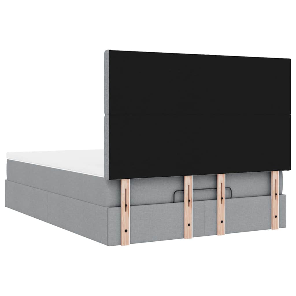 Otomanski krevet s madracem svijetlosivi 140x190 cm od tkanine
