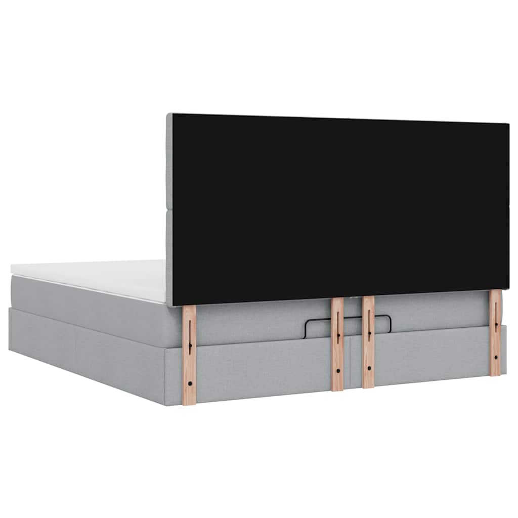 Otomanski krevet s madracem svijetlosivi 160x200 cm tkanine
