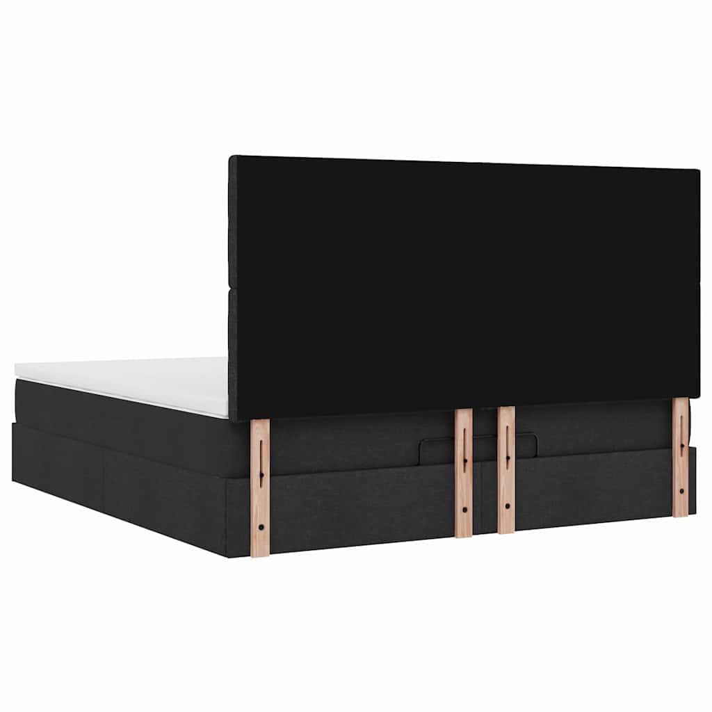 Otomanski krevet s madracem crni 160x200cm od tkanine