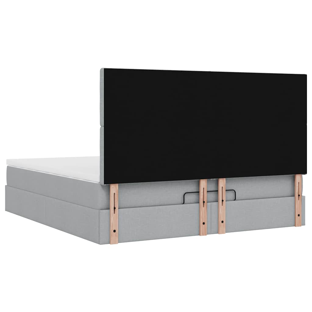Otomanski krevet s madracem svijetlosivi 180x200cm od tkanine