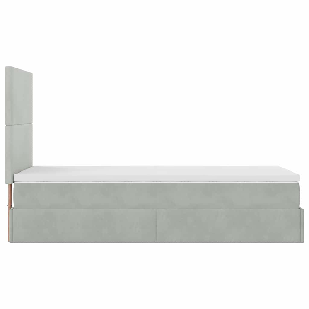 Okvir kreveta s madracima svijetlosivi 100x200 cm baršunasti