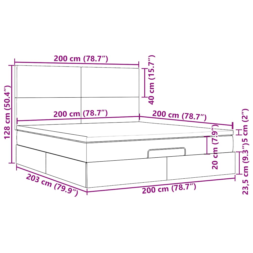 Okvir kreveta s madracima tamnosivi 200x200cm baršunasti