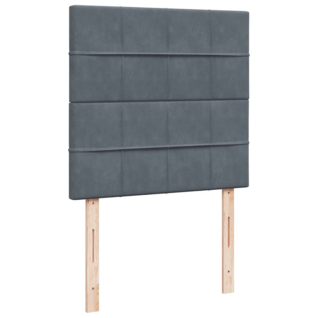 Okvir kreveta s madracima tamnosivi 90x200cm baršunasti